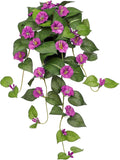 Briful Artificial Hanging Flowers in Pot 25.6" Faux Silk Morning Glory Flower Vine with Cascading Greenery Fake Hanging Plants for Home Office Bathroom Table Shelf Decor(Pink)