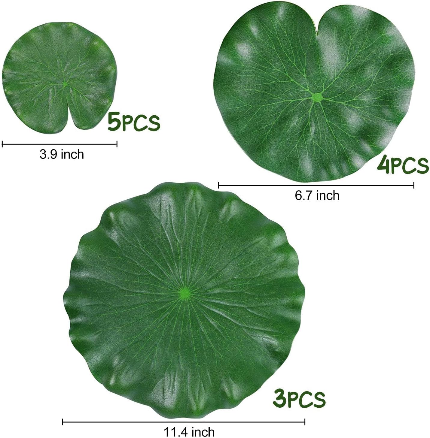 ZAUGONTW 12 Pieces Realistic Lily Pads Leaves, Artificial Floating Foam Lotus Leaves, Water Lily Pads Artificial Foliage Pond Decor for Pond Pool Aquarium Decoration