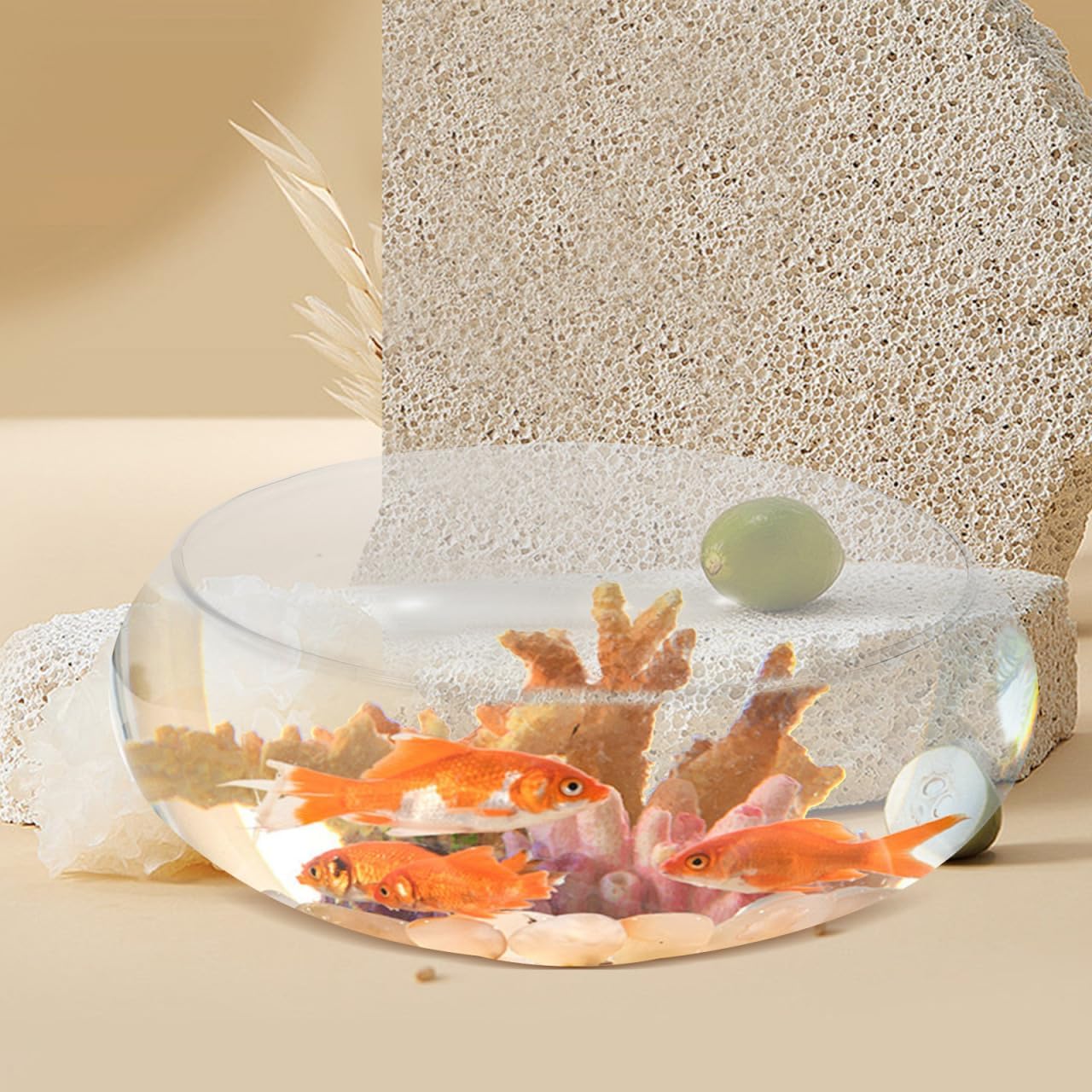 Happyyami Glass Fish Bowl Flower Glass Vase Bowl Clear Wide Mouth Round Vase Terrarium Air Plant Hydroponic Succulent Planter Floral Container Vase for Home Office Wedding L