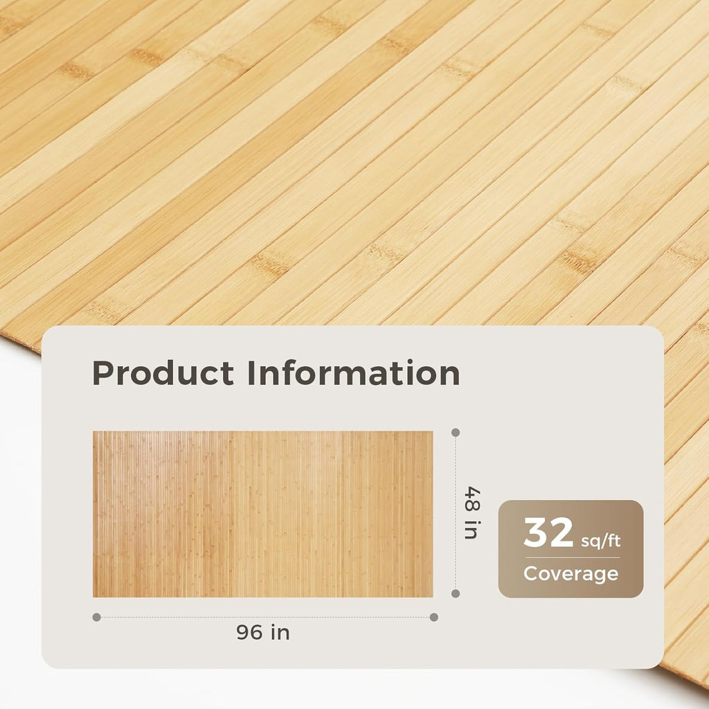 OUZUGIE 1 Pack 96x48 Inch Natural Bamboo Wall Panel – Carbonized Pole Wrap Paneling for Walls, Ceilings, Cabinets, Furniture – Ideal for Bedroom, Living Room & Office DIY Decor