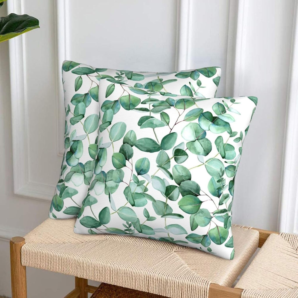 Sage Green Leaf Throw Pillow Covers Set of 2 Ultra-Soft All-Season Pillow Shams with Hidden Zipper,Durable for Sofa Bed Car Decor & Gift 18x18IN