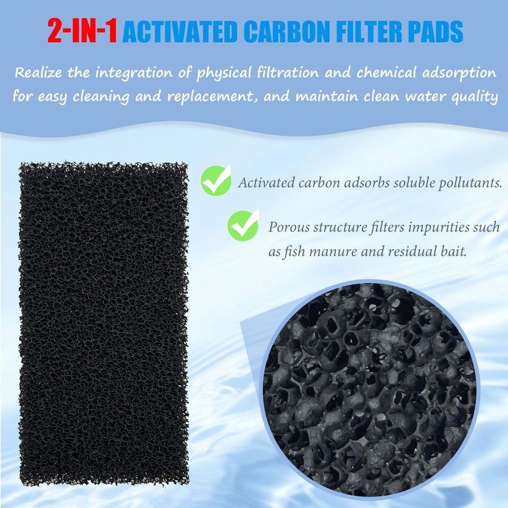SHIGATSU 12 Pack Replacement Aquarium Filter Sponge and Activated Carbon Pad for AquaClear 30 Power Filter, Maintenance Kit for 10 to 30 Gallon Fish Tank