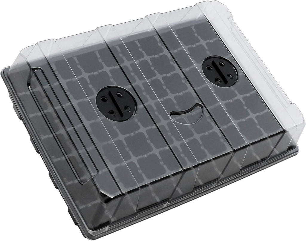 Gardzen Seed Starter Tray, 5 Pack Smiling Face Plant Germination Trays with Total 350-Cell, Seed Starter Kit with Humidity Vented Domes and Bases for Starting Vegetable Flower Herb Seeds 18" x 14"