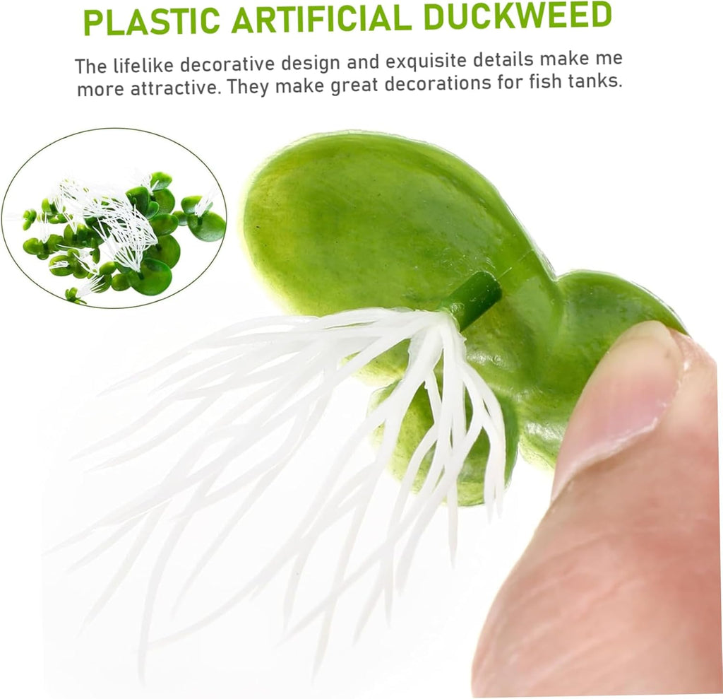 Weed72Pcs Duckweed, Plastic Pond Plants with Leaves & Roots, Floating Aquarium Plants for Indoor, Outdoor Floating Aquarium Pond