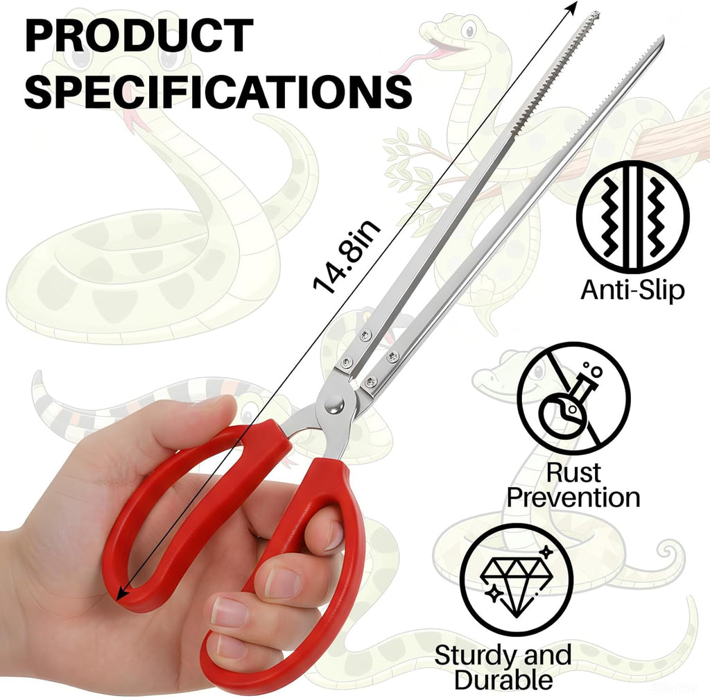 Snake Feeding Tongs, 15 Inch Extra Long Stainless Steel Reptile Feeding Tongs & Tweezers for Corn Ball Python,Bearded Dragon Tank Accessories,Pet Terrarium Supplies for Lizard, Leopard Crested Gecko