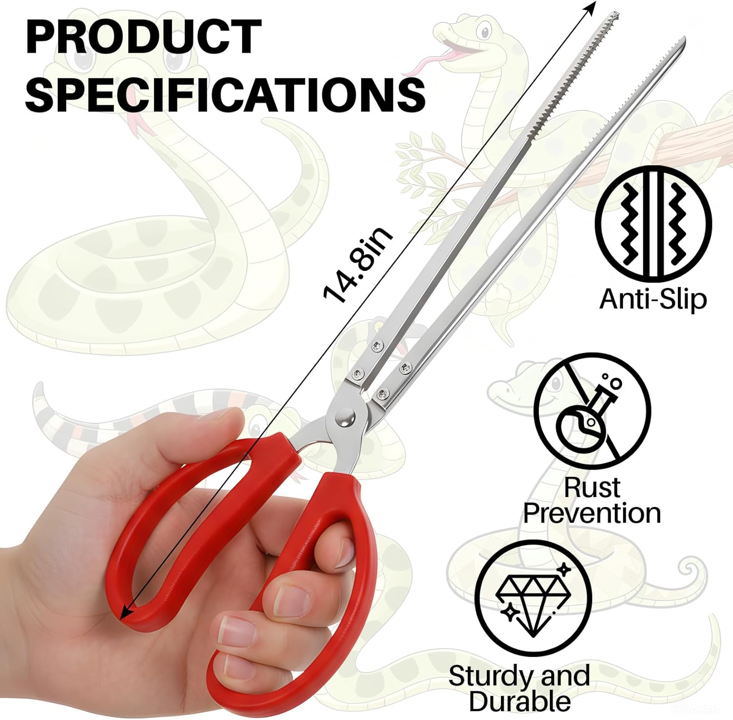 Snake Feeding Tongs, 15 Inch Extra Long Stainless Steel Reptile Feeding Tongs & Tweezers for Corn Ball Python,Bearded Dragon Tank Accessories,Pet Terrarium Supplies for Lizard, Leopard Crested Gecko