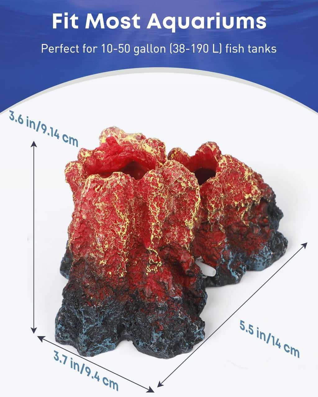 Uniclife Fish Tank Decorations, Realistic Resin Aquarium Volcano Decorations with Air Stone Bubbler, Volcano Bubbler Kit for Fish Tank Decor, Aquarium Decor with Bubbling Effect