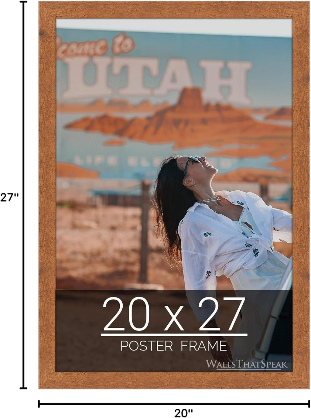 wallsthatspeak 20x27 Light Walnut Rustic Pine Picture Frame for Puzzles Posters Photos or Artwork