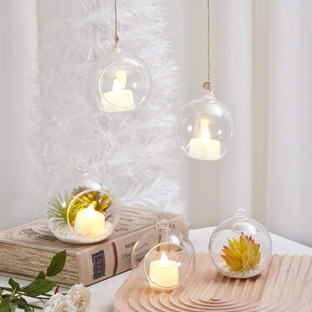 Hanging Candle Holder, Globe Tea Light Holder, Hanging Vase, Terrarium, Orbs Container, Micro Landscape DIY for Home, Office, Wedding (3.15" 6Pcs)