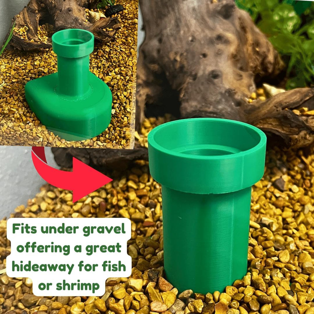 Chatelet REEFSHAPE Pipe Design Aquarium Viewing Tunnel | Underground Fish & Shrimp Corner Hideout with Pipe Entrance | Made in USA (Green, Single Pipe)