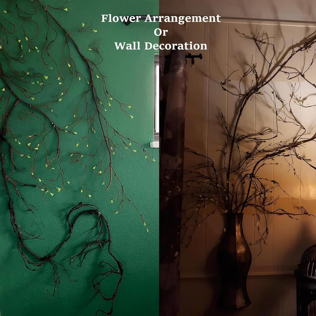 300cm/118inch Long Realistic Artificial Fake Tree Branches Bendable Wood Greenery Twigs Willow Stems Grape Vine Garland Plants For Wall Porch Hanging Garden Outdoor Wedding Room Christmas Decoration