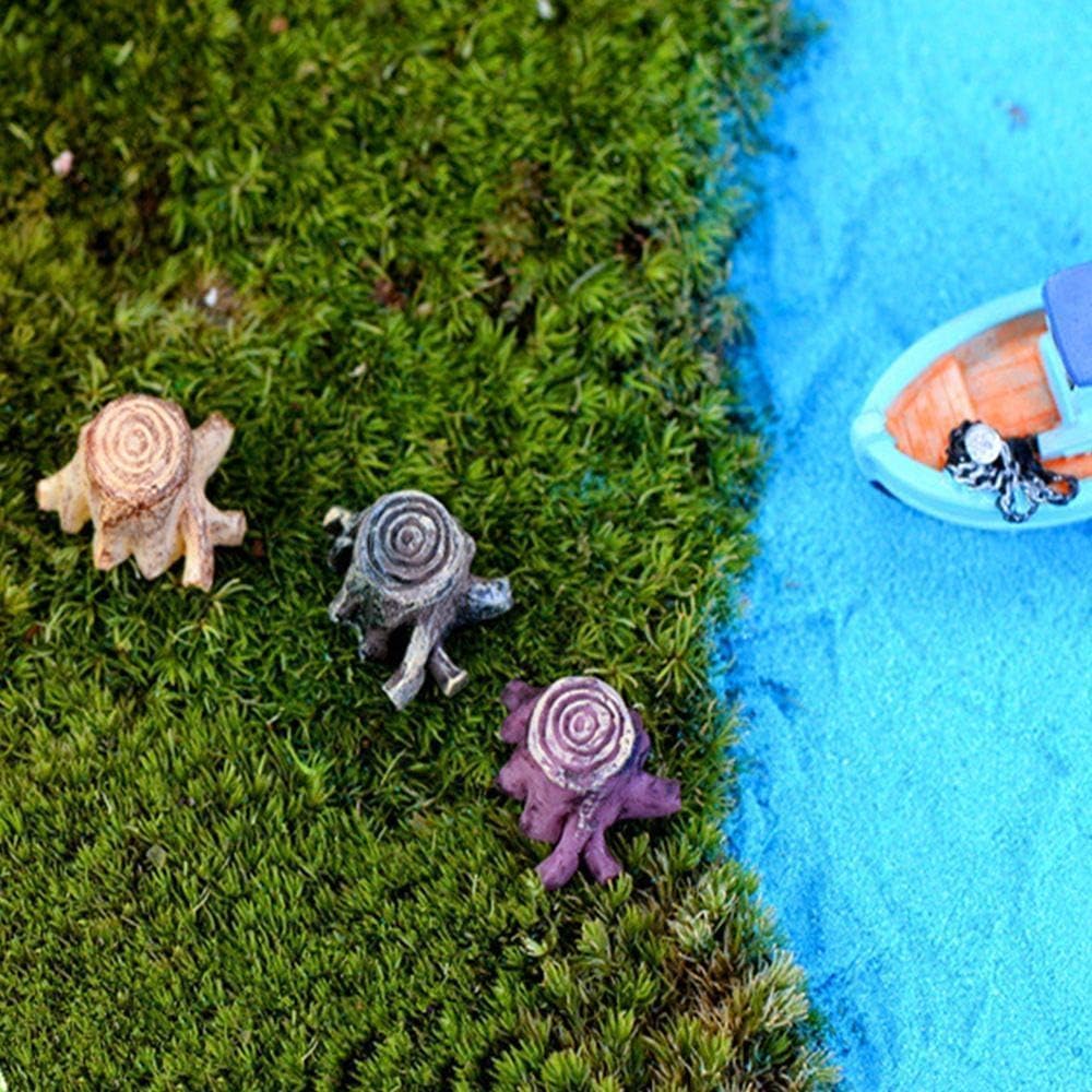 3Pcs Artificial Tree Stump Mini Garden Figurines Stumps Ornaments Root Stump Fairy Garden Miniatures Gnomes Moss Terrariums Resin Crafts Figurines for Home Decoration Accessories