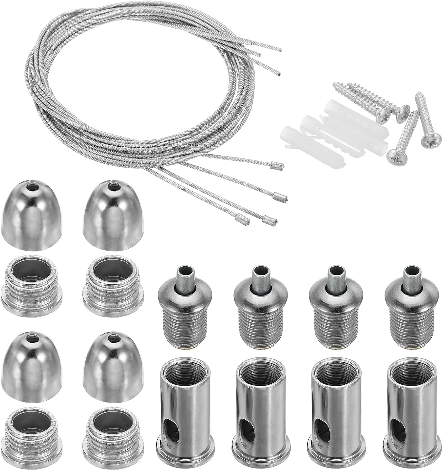 PATIKIL Ceiling Hanging Wire Cable Kit, 4 Set Lights Panel Steel Hanging Chains Adjustable Rope Clamp for Ceiling LED Pendant Light Aquarium Lights