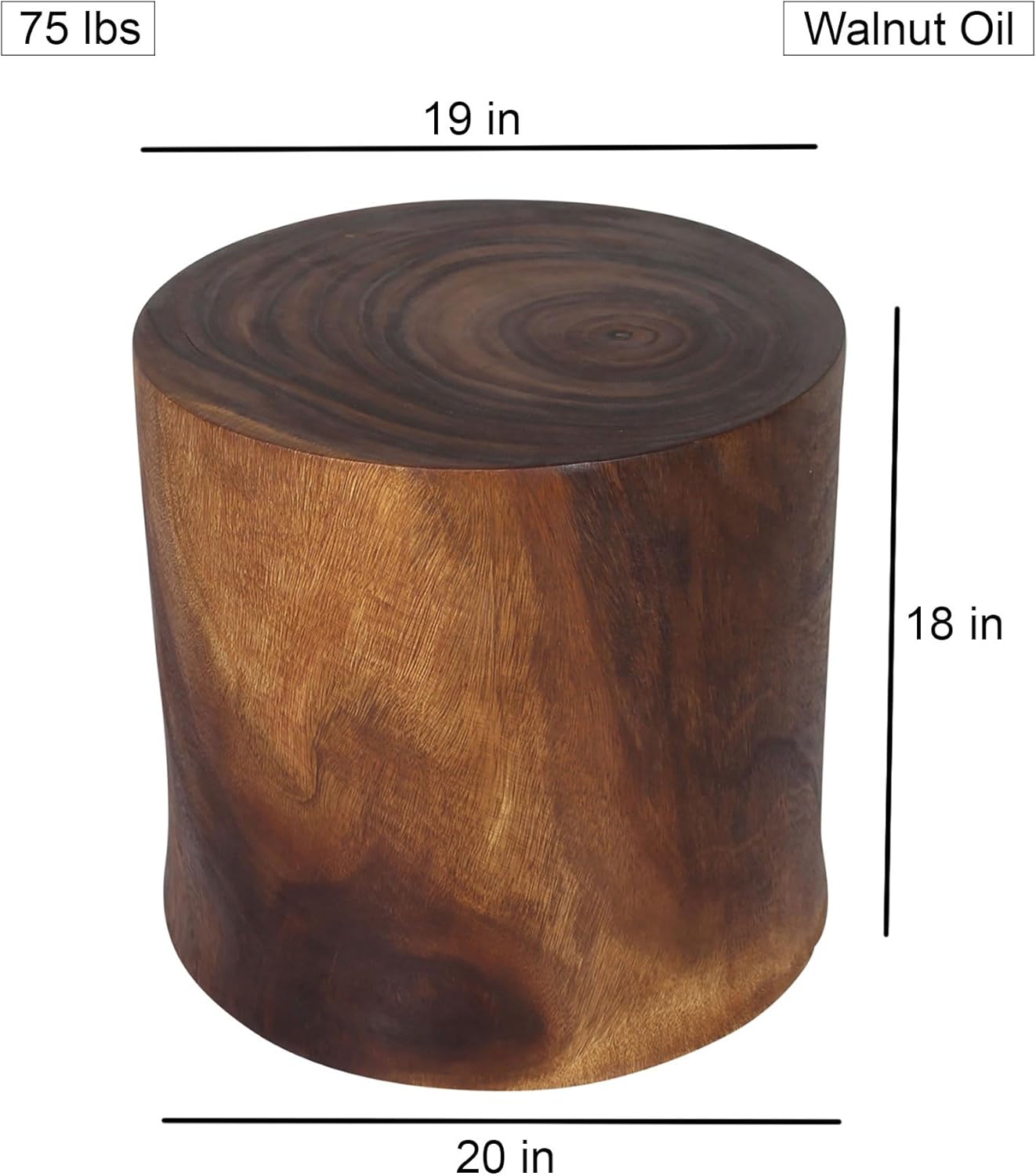 Haussmann® MP Stump ET 19 in D Top x 20 in D Base x 18 in H Walnut