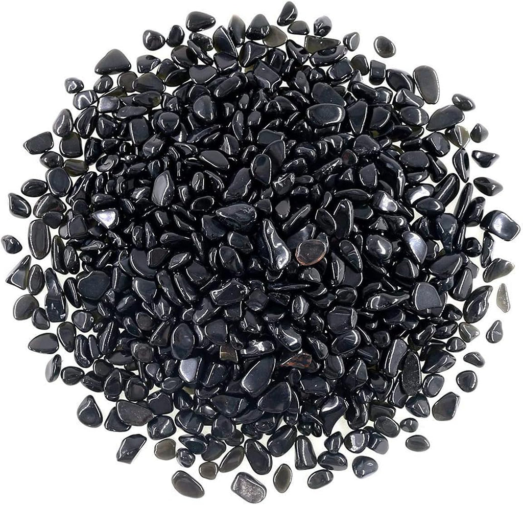WAYBER 1 Lb/460g Black Obsidian Quartz Crystal Stones Irregular Decorative Rocks Aquarium Pebbles Gravels for Fish Turtle Tank/Succulent Plants/Air Plants Decoration (Fill 1 Cup)
