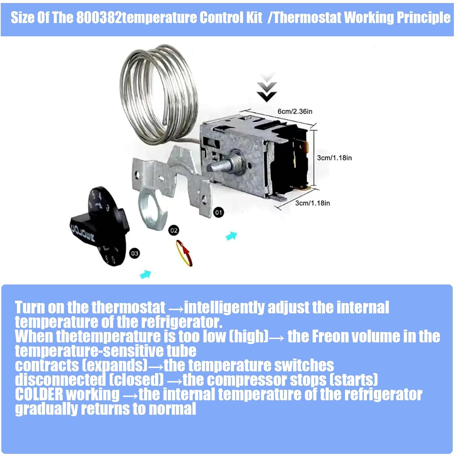 988284 800382 Upgrade Temperature Control Kit, 077B6856 Refrigerator Thermostat Controller, Compatible with True Refrigerators Series, Replacement for 077b, 800306 461387, TC,TSD,T Series,GDM,GEM,G4SM