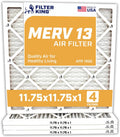 Filter King Air Filters 11.75x11.75x1 | 4-PACK | MERV 13 HVAC Pleated AC Furnace Filters | Air Purifier | Replacement Filters for Clean, Healthy & Fresh Environment | MADE IN USA