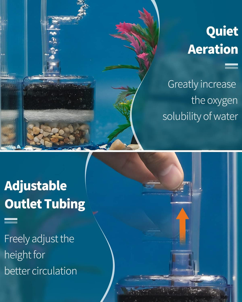 Pawfly Aquarium Corner Sponge Filter Quiet Betta Fry Shrimp and Small Fish Bio Foam Filter with Natural Stones Gravels and Ceramic Rings for Fish Tanks up to 30 Gallons (Air Pump Not Included)