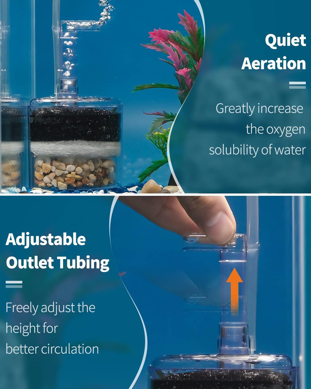 Pawfly Aquarium Corner Sponge Filter Quiet Betta Fry Shrimp and Small Fish Bio Foam Filter with Natural Stones Gravels and Ceramic Rings for Fish Tanks up to 30 Gallons (Air Pump Not Included)