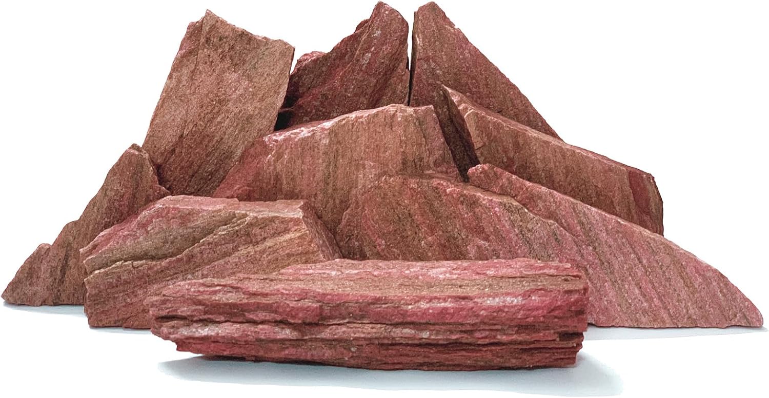 Natural Aquarium Rock for Aquarium, Landscape Model, Fish Tank Decoration, Amphibian Breeding - Slate Size 2" to 10" (20 lb)
