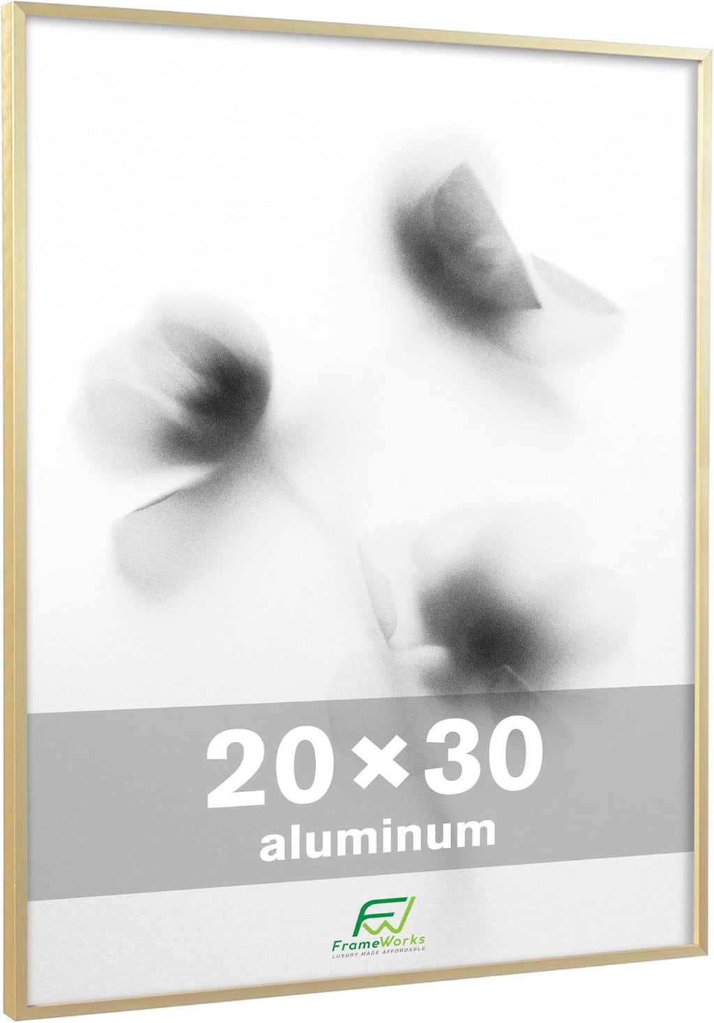 FrameWorks 20x30 Brushed Aluminum Poster Frames – Modern Brushed Metal Design w/Shatterproof Plexiglass, Perfect for Posters, Artwork, Paintings, Wall Displays – Home or Office Decor, Gold - 1 Pack