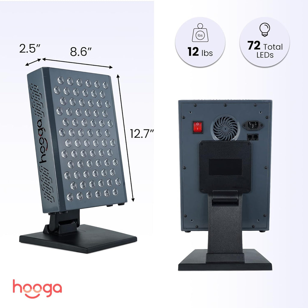 Hooga Red Light Therapy Panel, Red & Near Infrared LED Light with Timer, 72 High-Efficiency Low-Level LEDs (<5 mW), Flicker-Free Ultra Series Wellness and Recovery Device – ULTRA360