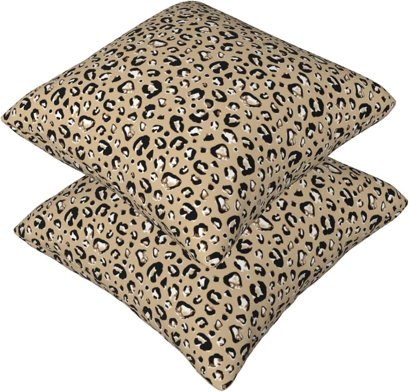 Black & Brown Leopard Print Throw Pillow Covers Set of 2 Ultra-Soft All-Season Pillow Shams with Hidden Zipper,Durable for Sofa Bed Car Decor & Gift 18x18IN