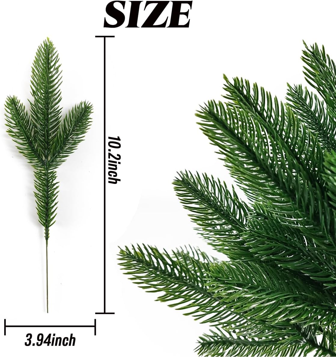 TIHOOD 25PCS 10 Inches Artificial Pine Branches Garland Green Plants Needles Fake Greenery Picks for DIY Wreath Christmas Embellishing and Home Garden Decoration