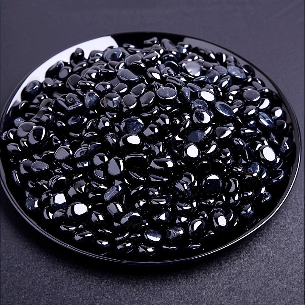 Polished Obsidian Crystal Chips 200 Pcs - 0.3" 10 oz Tumbled Stone Chips Crushed Sea Glass Stones Healing Reiki Crystal Making Home Decoration