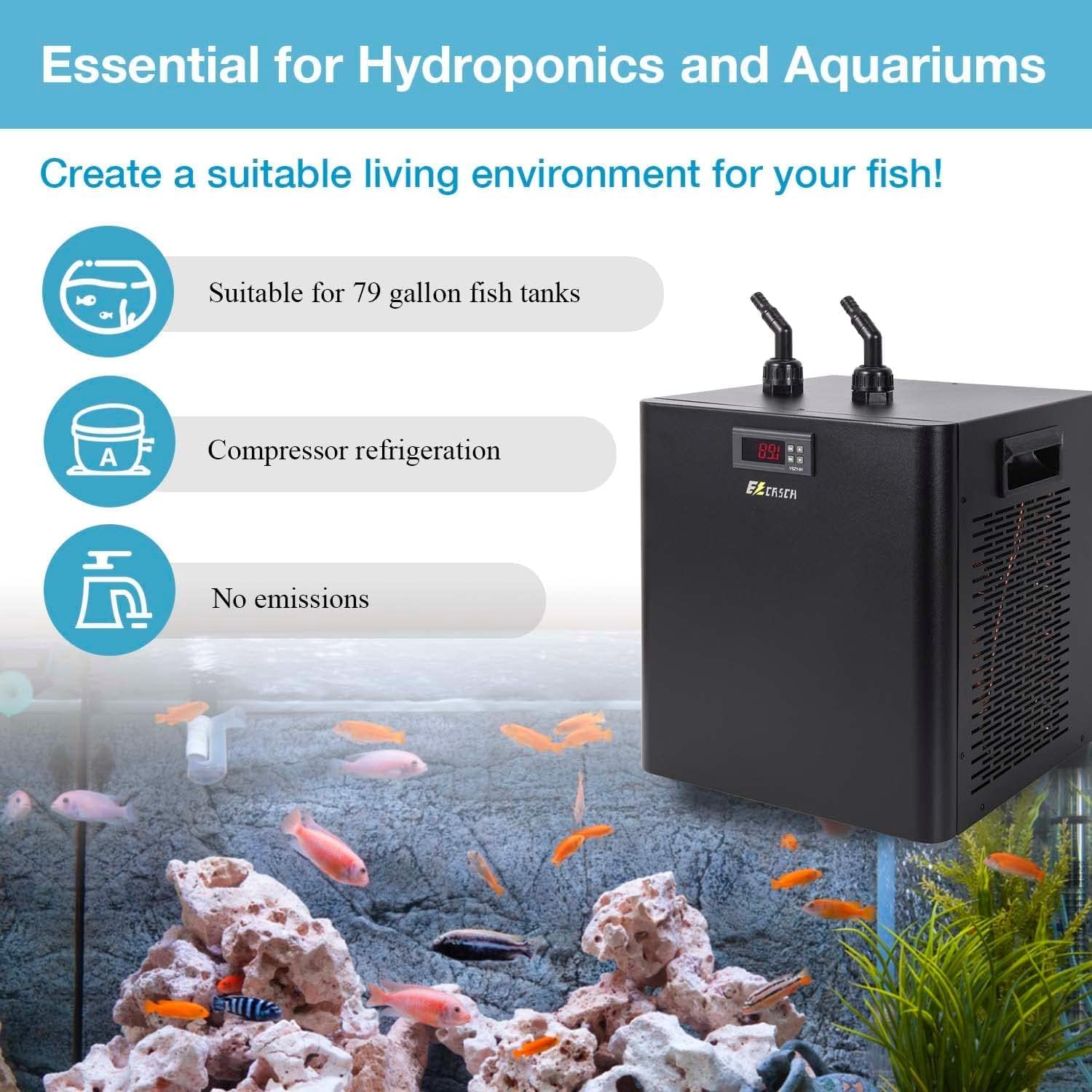 Aquarium Chiller, 79 gal 1/3 HP 300L Water Chiller for Cold Plunge, Hydroponic Cooler Fish Tank Cooling System for Axolotl Coral Reef Shrimp with Pump and Pipe