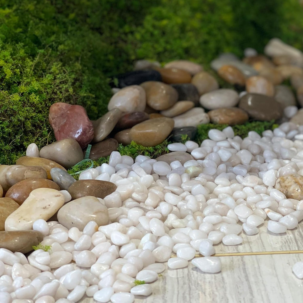 40 lbs White Stones for Garden, 1-2 Inch Decorative Polished White River Rocks for Plants Landscaping Vase Aquarium and Backyard Rocks