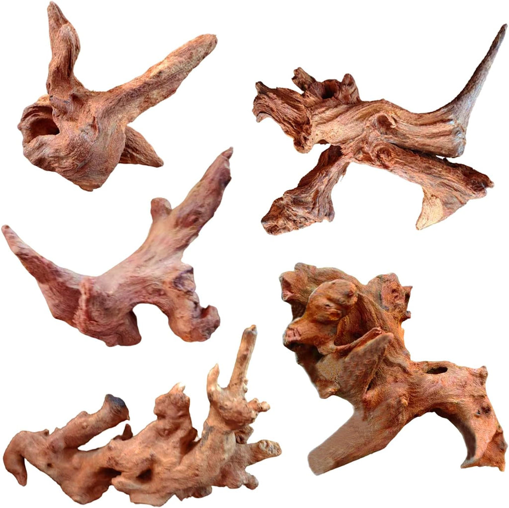 5-Piece 4-8 Inches Natural Aquarium Driftwood Decorations - Aquascape Decor for Fish Tanks, Betta Hideouts, Reptile Enclosures & Plant Attachment