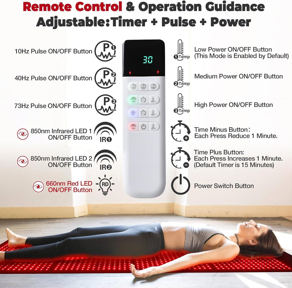 Red Light Therapy Mat for Body, 67'' x 24'' Infrared Therapy Pad with 1400 LEDs, 660nm & 850nm Dual-Wavelength Red Light, Full Body Pain Relief, Muscle Relaxation, Joint Support, Enhanced Recovery