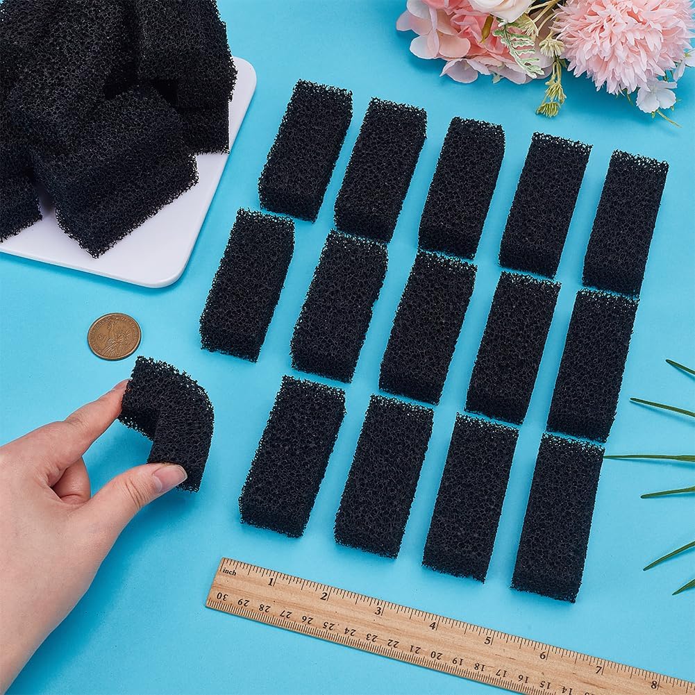 OLYCRAFT 30Pcs Aquarium Bio Sponge Filter Media Pad 2.8x1.2 Inch Filter Foam Sponge Pads Black Aquarium Dual Filtration Pad Replacement Filter Pads for Fish Tank Pond Filters Sumps Reef Canister