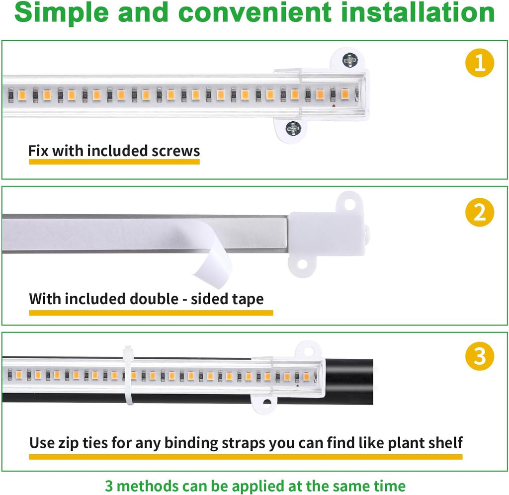 10.2'' 3 Head Grow Light Strips, LED Grow Lamps for Indoor Plants, Full Spectrum 3000K, Plant Light with 3/9/12H Timer, 10 Dimmable Levels for Seedling Succulent, Match for Plant Shelf