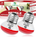Infrared Reptile Heat Lamp, UVA Red Heat Light Bulb 25W, 2 Pack Reptile Heat Bulb, Infrared Basking Spot Light for Snake, Leopard Gecko, Turtle, Lizard