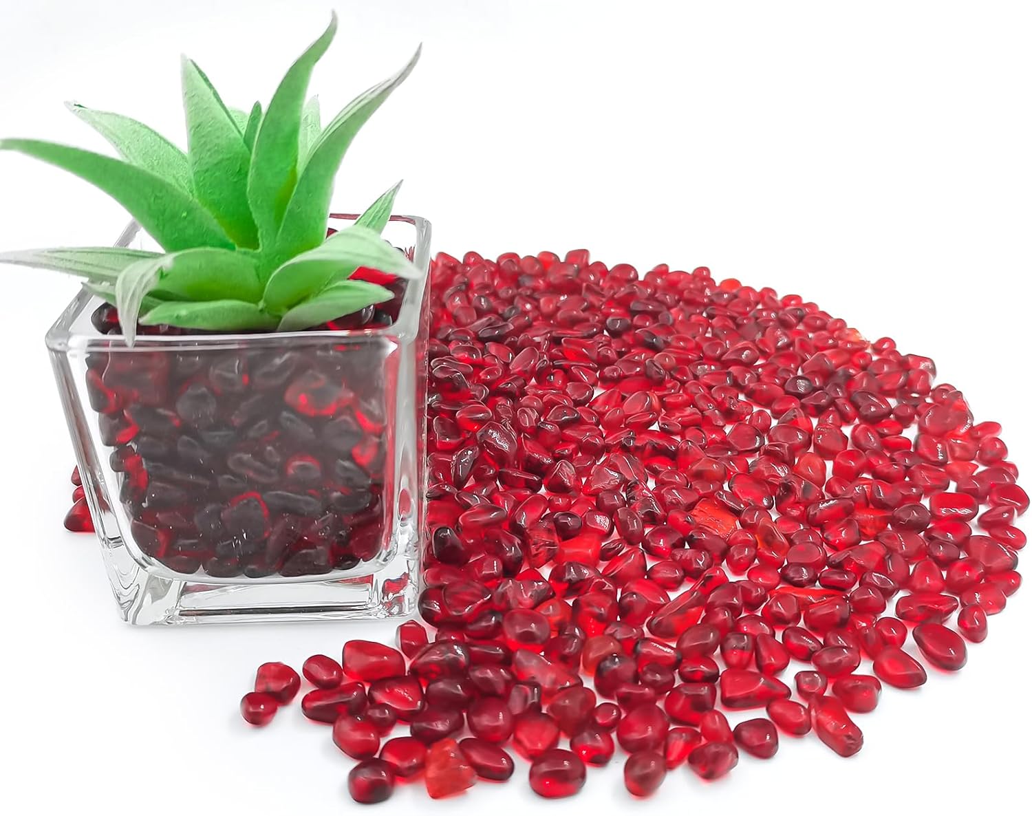Keedolla 3 LB Aquarium Fish Tank Rocks Gravel Stones Pebbles, Sea Glass Pebbles Beads Gemstones Marbles for Fish Turtle Tank, Vase Fillers and DIY Crafts - Red