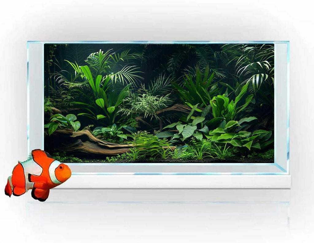 Aquarium Background, Aquatic Plant River Bed & Lake Tropical Undersea Tree Branch Fish Tank Background, 6 EVA Double-Sided Tapes 48x24 inches/120x60