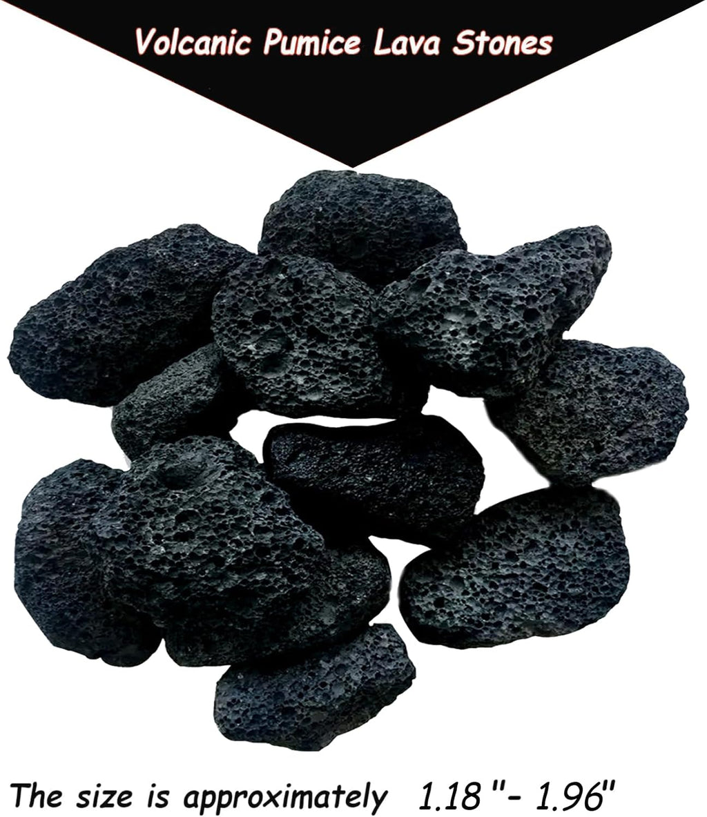 Tfwadmx 10 Pack Aquarium Black Lava Rock Fish Tank Volcanic Pumice Stones for Fish Shrimp Betta(1.18''-1.96'')
