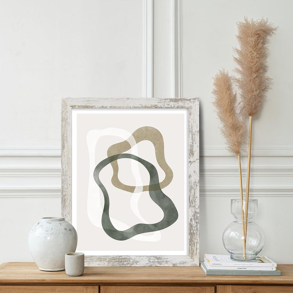 11x14 Picture Frame Set of 2, Distressed White Wood Frame with Real Glass Collage Picture Frames, Display Pictures Five 4x6 With Mat or 11 x 14 Without Mat, Photo Frames Wall Gallery