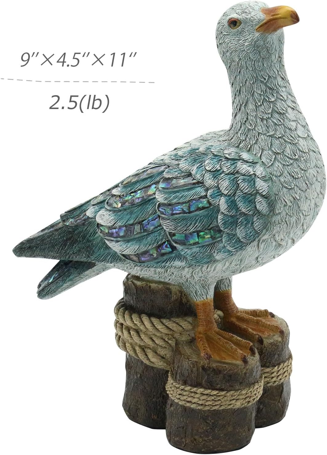 Lukitas Standing Seagull Statue Decor, Coastal Themed Decorative Sculpture for Home Garden Yard Lawn Outdoor, Resin 11''