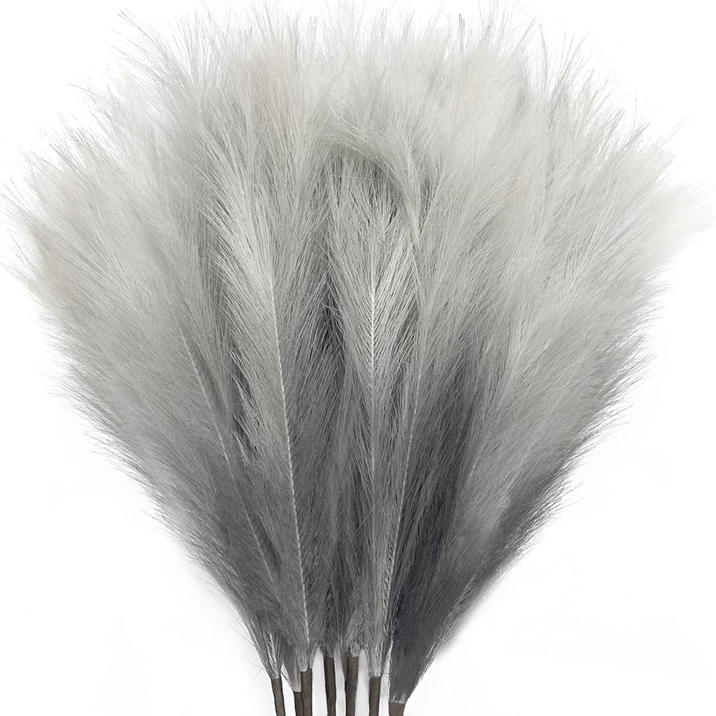 8Pcs 3FT Grey Colorful Faux Pampas Grass for Boho Decor, KALYLOC Non-Shedding Fluffy Artificial Bulrush, Tall Reed Fluffy Stems Vase Filler Living Room Wedding Decoration