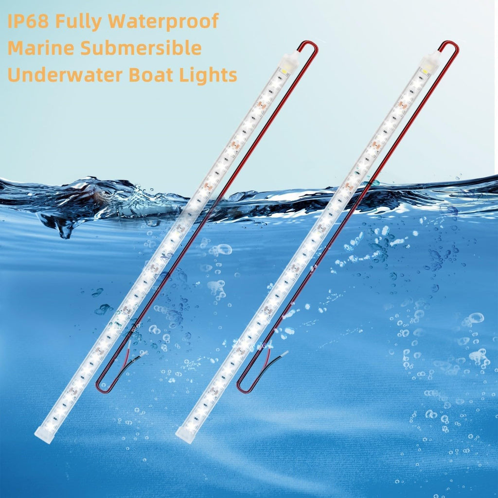 Boat Marine Submersible Led Strip Lights, 4 Pcs 20 Inches 12V Super Bright Boat Interior Lights, IP68 Waterproof Marine Led Strip Lights Night Fishing Lights for Boats, Kayak (Green)
