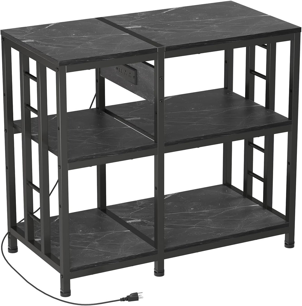 Reinforced 40-50 Gallon Aquarium Stand with Power Outlet | Ultra-Stable 750LBS Capacity Metal Fish Tank Stand for Reptile/Aquatic Setups, 5-Tier Adjustable 37"x19" Steel Shelving System
