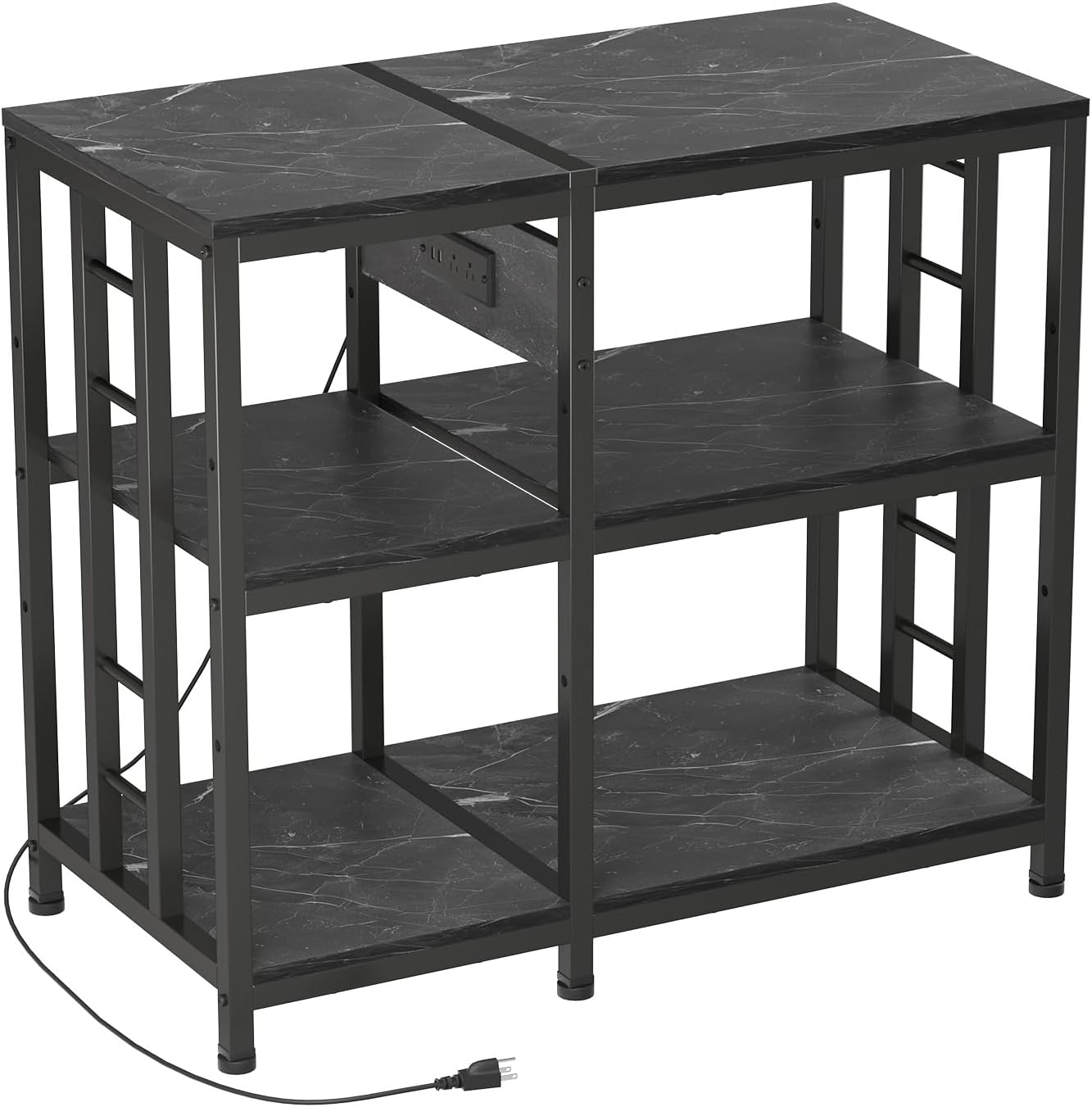 Reinforced 40-50 Gallon Aquarium Stand with Power Outlet | Ultra-Stable 750LBS Capacity Metal Fish Tank Stand for Reptile/Aquatic Setups, 5-Tier Adjustable 37"x19" Steel Shelving System