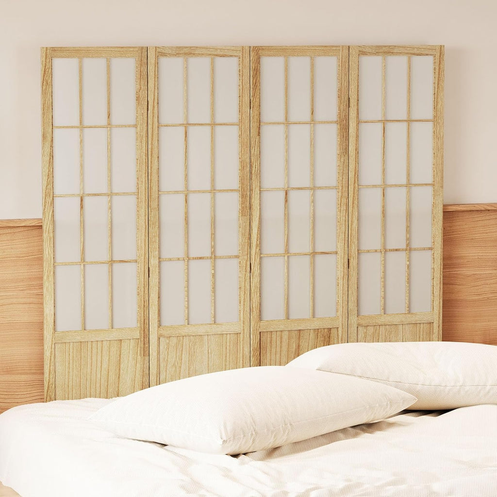 Room Divider, 66.9Inch Tall Japanese Shoji Style Folding Wood Screen with Double Hinges for Home Office Bedroom Hotel Decoration (4Panels, Natural)