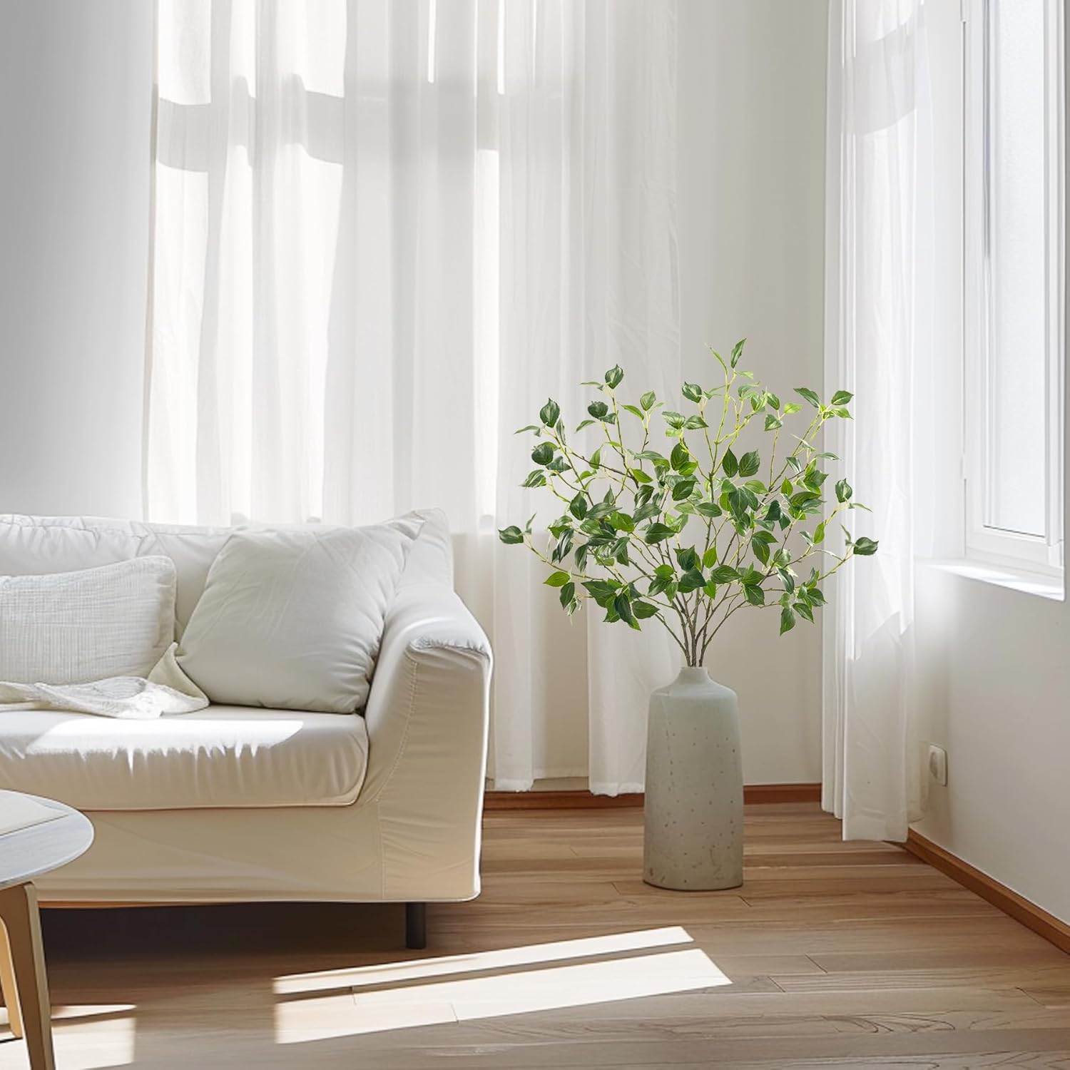 Eucalyptus Stems 32"Fake Plants Eucalyptus Greenery For Vase Artificial Plants Indoor Bay Leaves Bathroom Decor Fake Leaves Greenery Stems Eucalyptus Leaves Dining Room Decor Nordic Decor(4pcs)