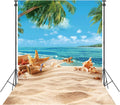 8X10ft Polyester Blue Summer Beach Seaside Sunset Backdrop Tropical Hawaiian Ocean Palm Tree Photography Background for Aloha Luau Party Decoration Supplies Banner Photo Booth Props