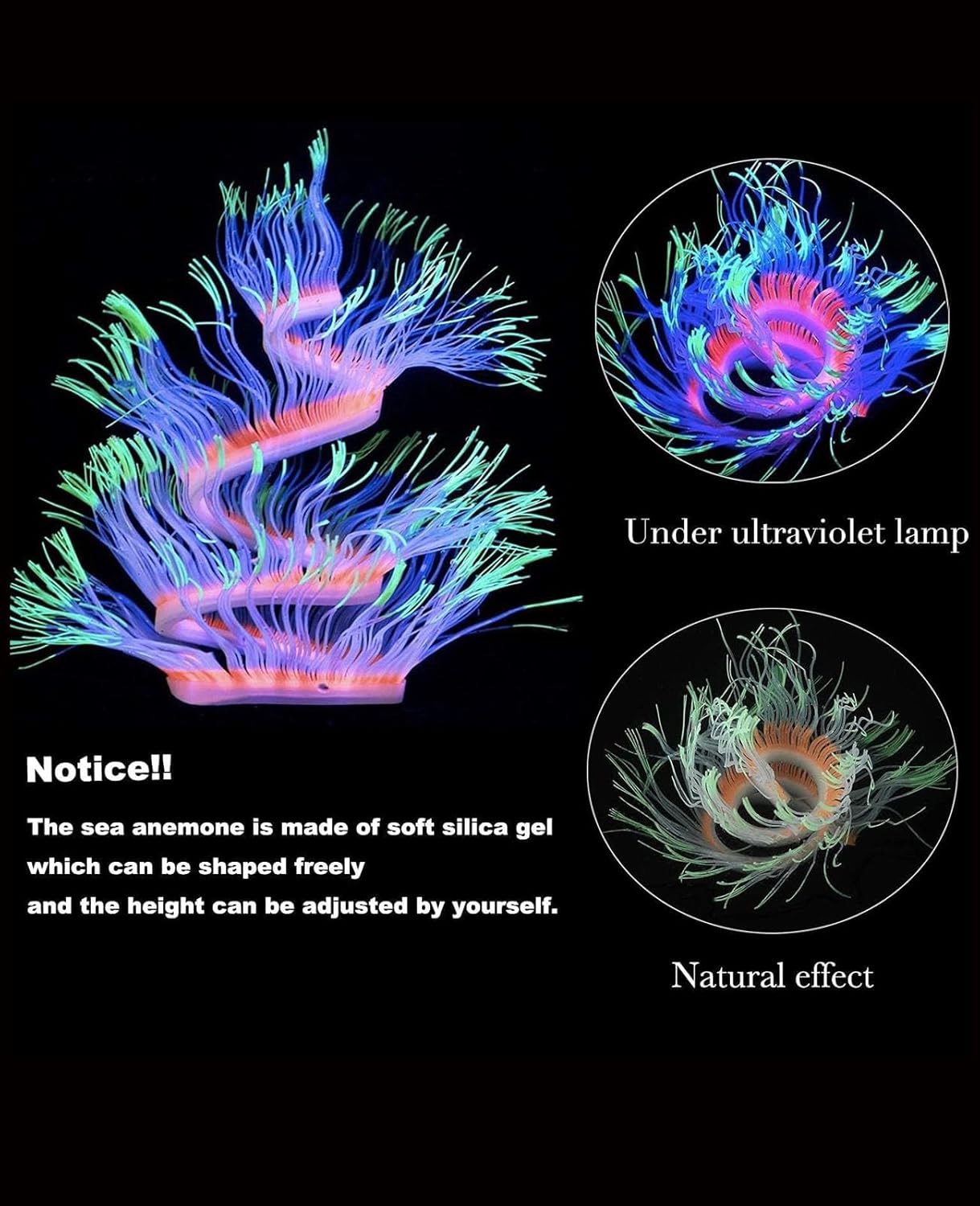 4 Pieces Aquarium Fish Tank Decorations with Glowing Effect, Silicone Glow Artificial Ornament Coral Reef Plants for Aquarium Decoration Small and Large Fish Bowl Decor Accessories