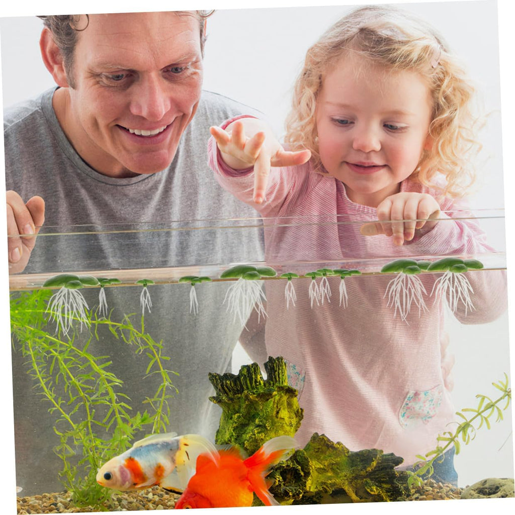 6 Pack Artificial Duckweed Floating Aquarium Plants with Roots Realistic Mini Fake Landscape Plants for Fish Tank Decorations Safe Plastic Accessories for Natural Underwater